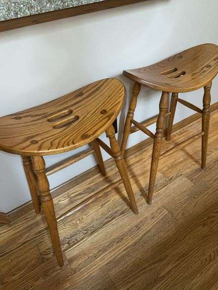 Saddle style barstools – two – Oak
