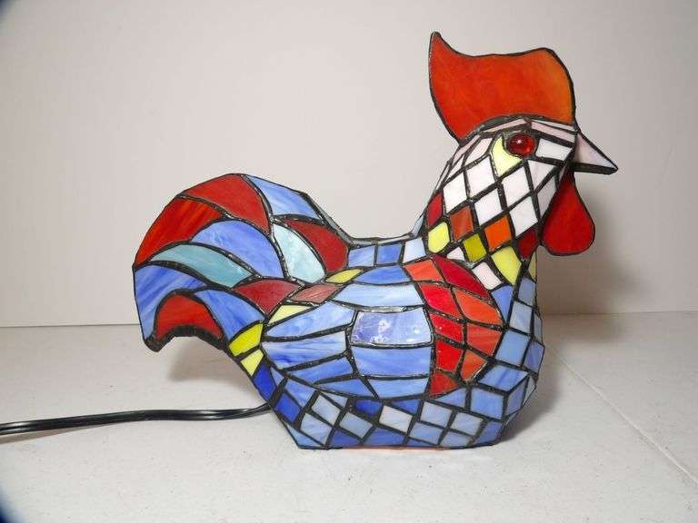 Stained Glass Rooster Lamp