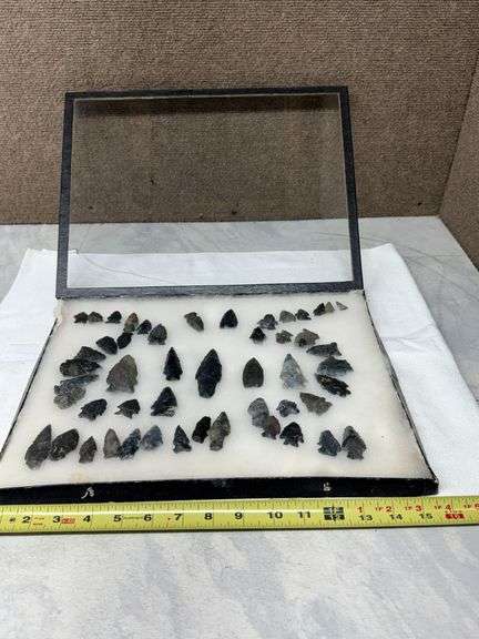 Coshocton Chert Arrowheads in Display Case