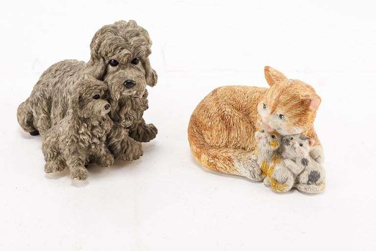 Ceramic Dog and Cat Music Boxes