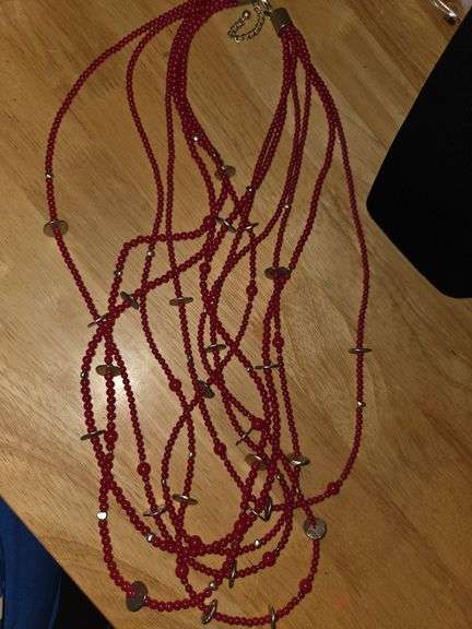 Long red necklace