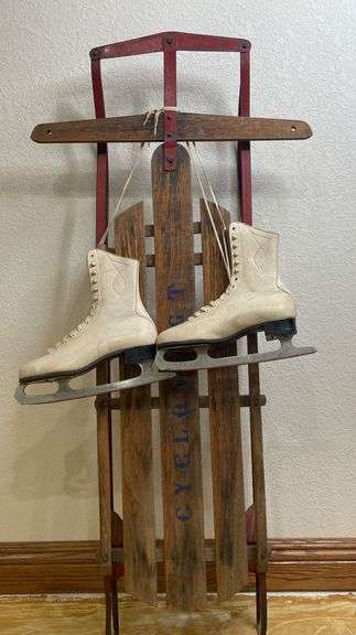 Vintage Cyclone GT Sled with Leather Ice Skates