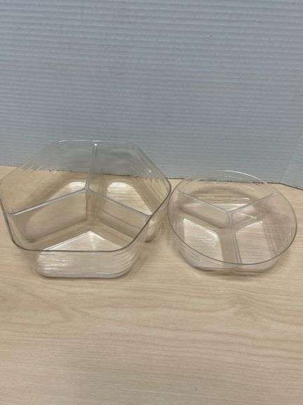 Clear Divided Plastic Serving Bowls Longaberger