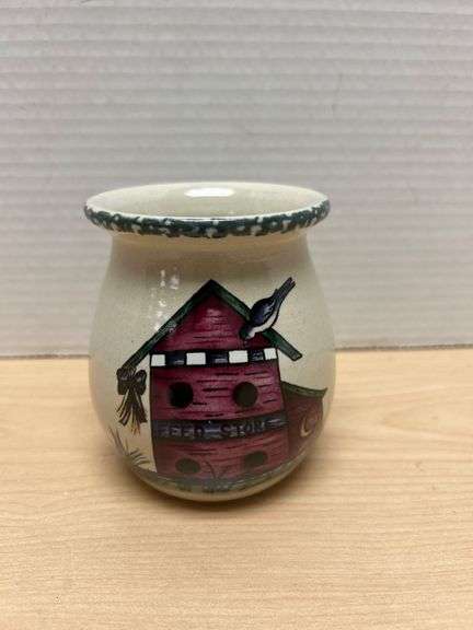 1993 Home & Garden Hand-Made Ceramic Vase With Painted Design