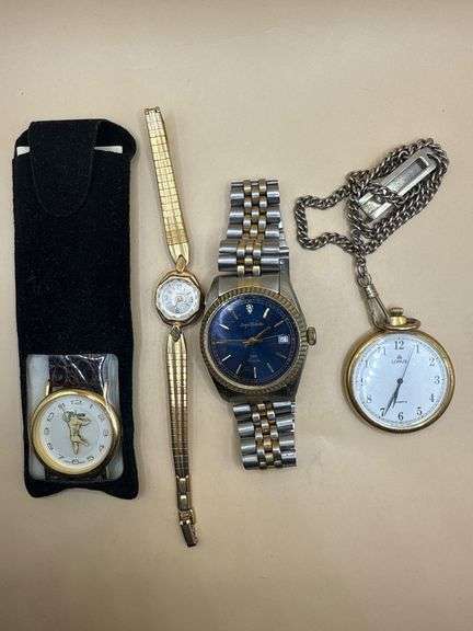 Mixed Watch Lot – Beau Japan, Timex, Sergio Valente Quartz, Lorus Pocket Watch