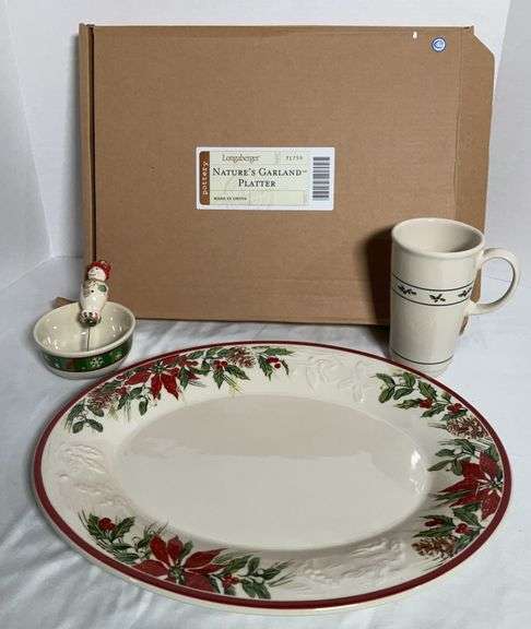Longaberger Natures Garland Platter and Holiday Pieces
