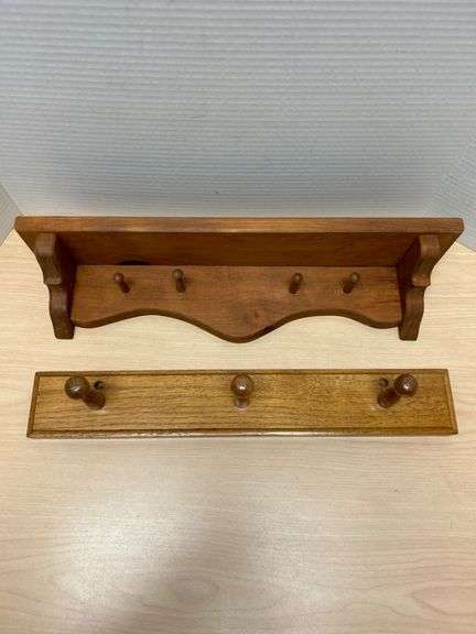 2 Wooden Wall Mounted Peg Racks