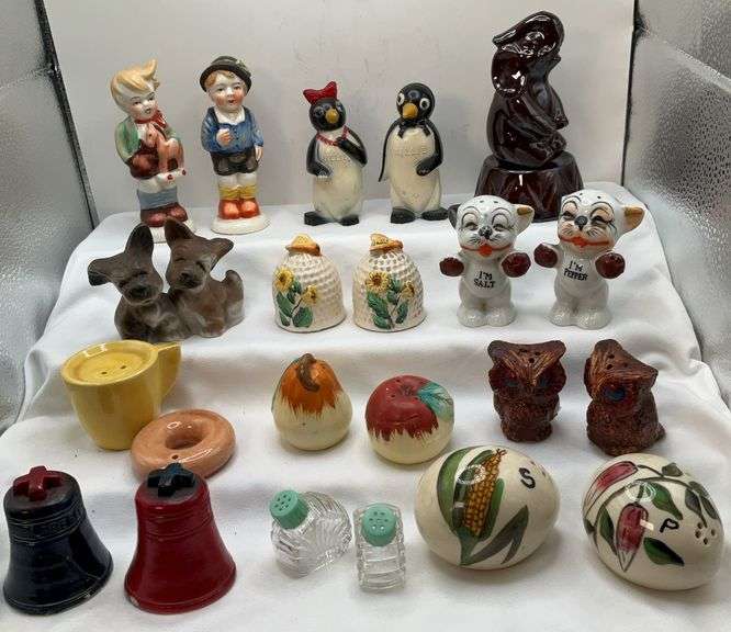 Vintage Salt and Pepper Shakers, Including Coffee and Donut, Elephants & More