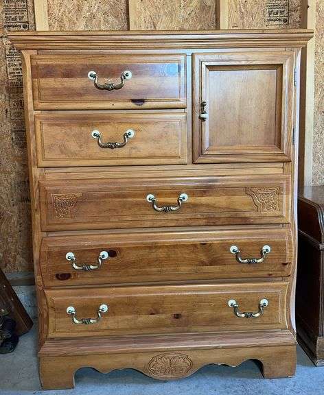 Wooden Dresser with Floral Design