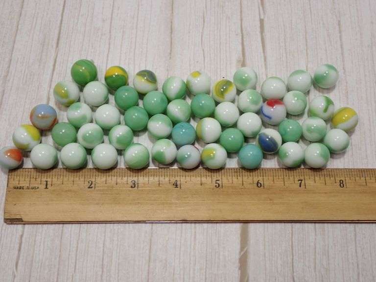 50 Antique Marble Agate Swirl Patch White, Blue, Green Glass