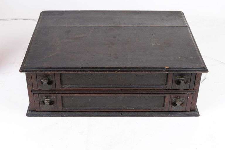 Antique Wood Box with Drawers