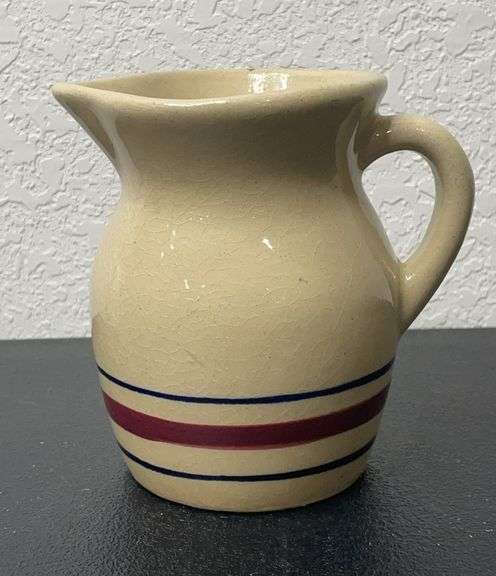 Vintage Stoneware Mini Pitcher with Red Band – Robinson Ransbottom, Roseville OH