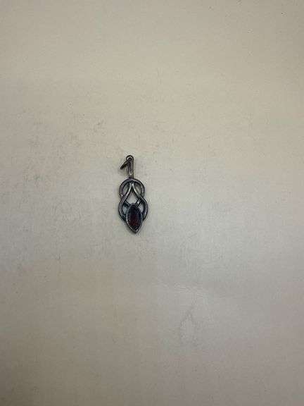 Sterling Silver .925 Celtic Knot Pendant with Red Stone