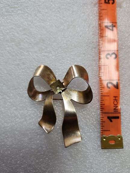 Vintage Sterling Bow Brooch, Missing Stone