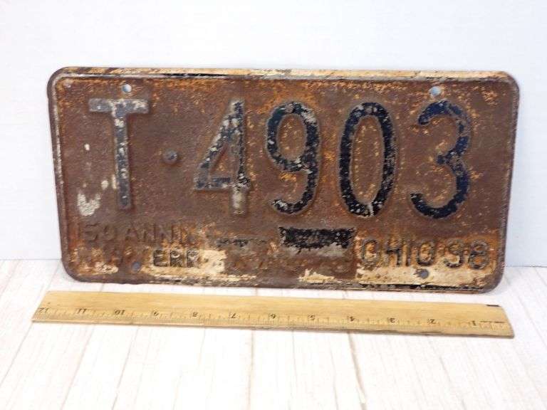 150 ANNIV. N.W. TERR. 1938 Ohio Commemorative License Plate T-4903