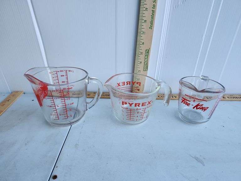 Glass Measuring Cups Pyrex 1 Cup, Anchor Hocking 1 & 2 Cup - Auction Ohio