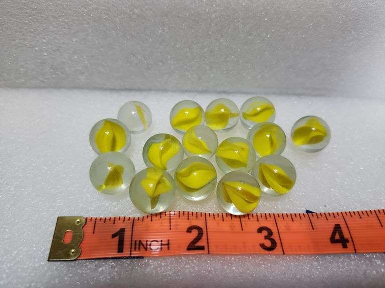 15 Vintage Yellow Cats Eye Marbles