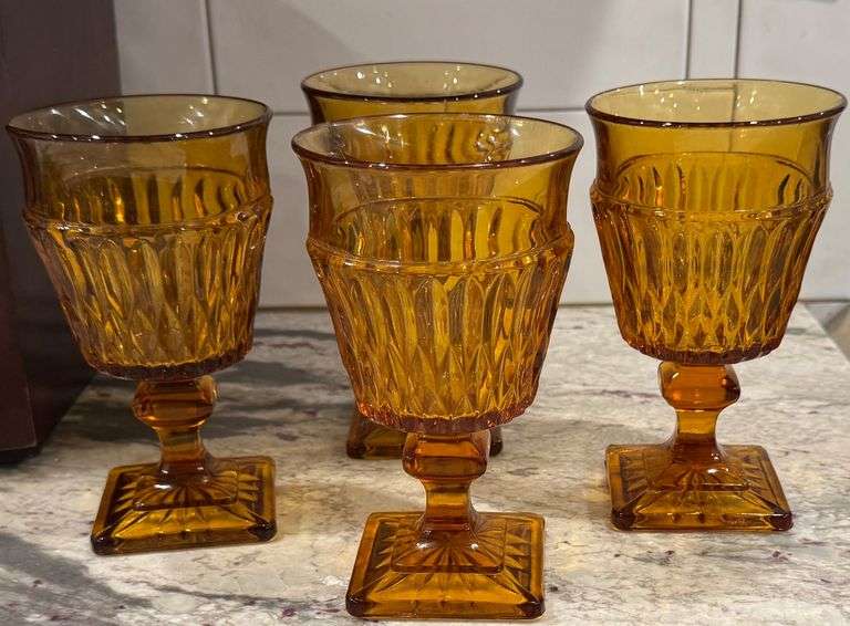 Vintage Indiana Glass Amber Mt. Vernon Glasses