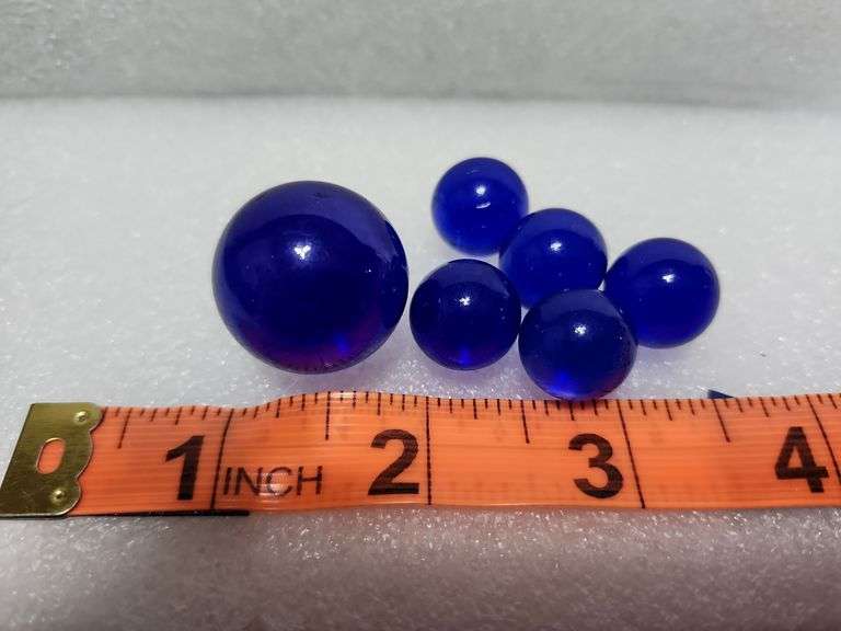 6 Cobalt Blue Marbles, One Is A Shooter