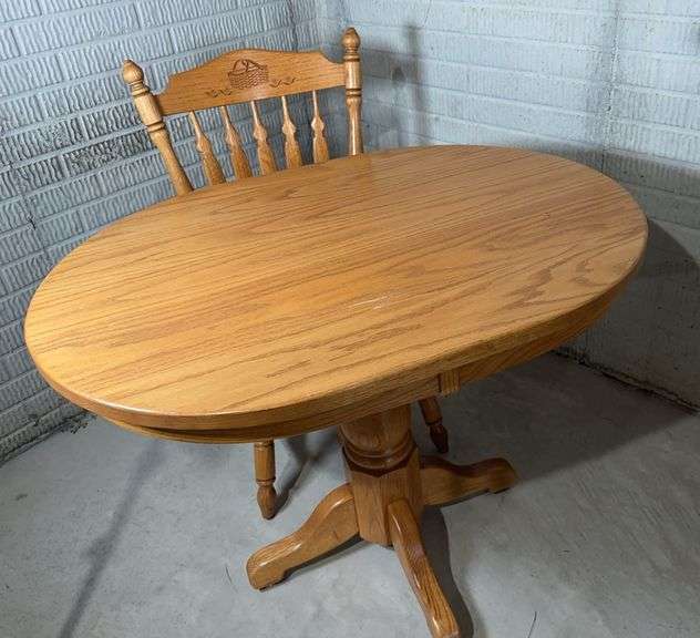 Wooden Chair with Basket Carving and Oval Shaped Table