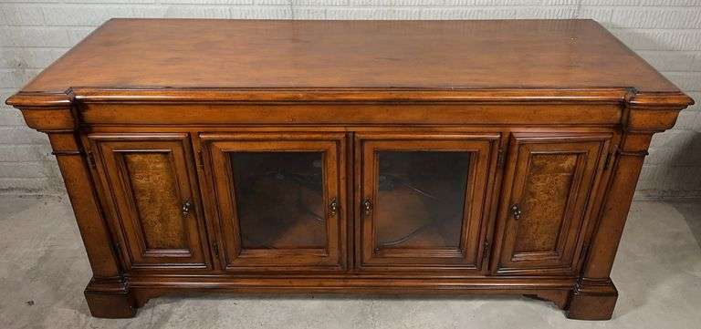 Wooden Buffet Cabinet with Built-In Power Strip