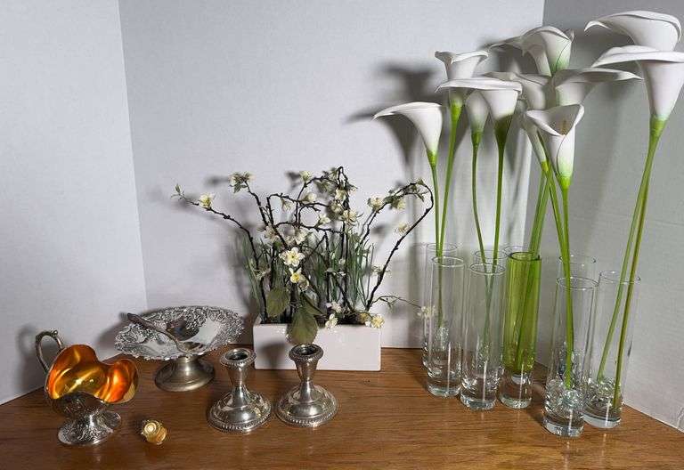 Silver Plate, Vases and Floral Decor