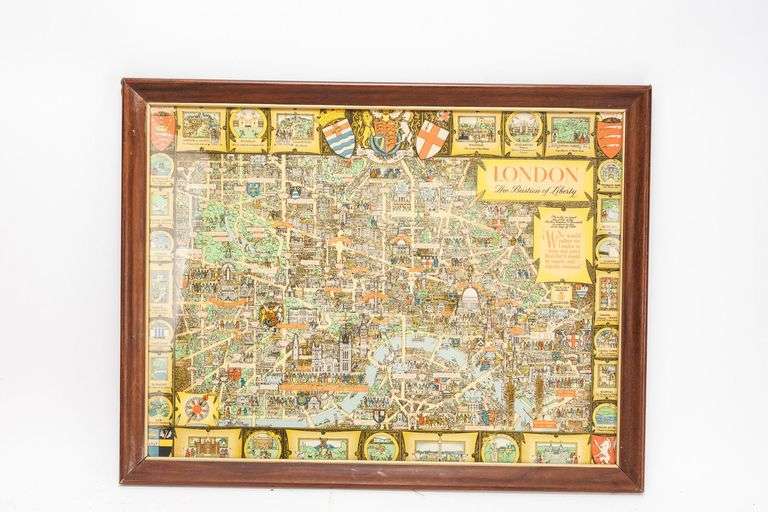 Vintage Framed Map of London- Very Detailed!