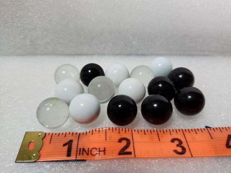 15 Assorted Black, White, & Clear Marbles