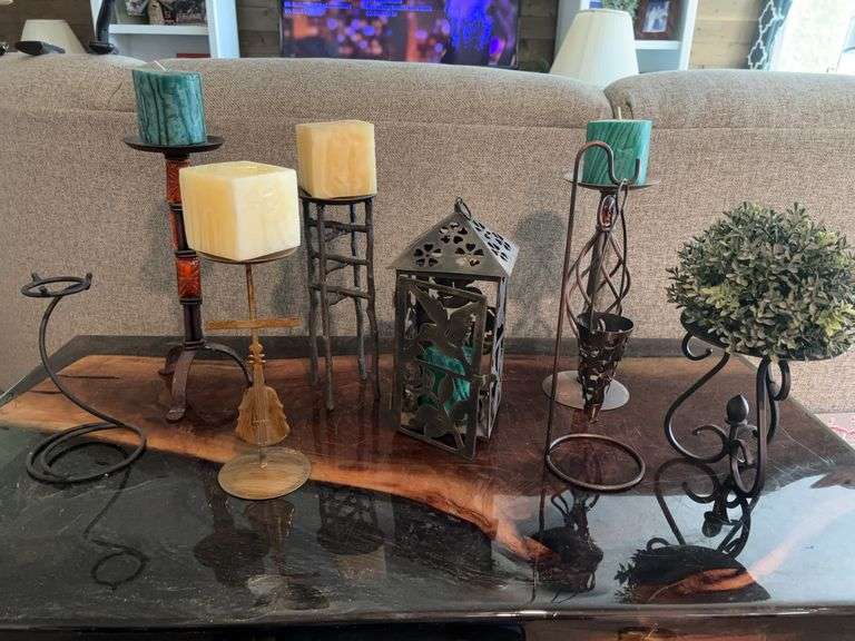Metal Candle Holders/Candles