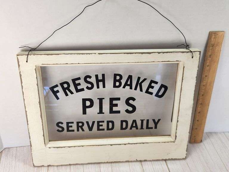 Wooden Framed Fresh Baked Pies Window Frame Sign