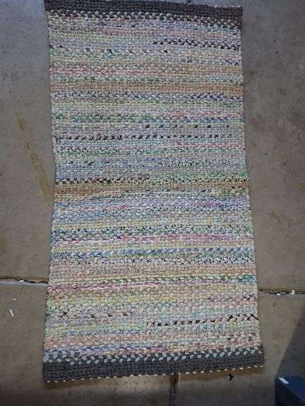 Multicolored Braided Rug with Gray Borders