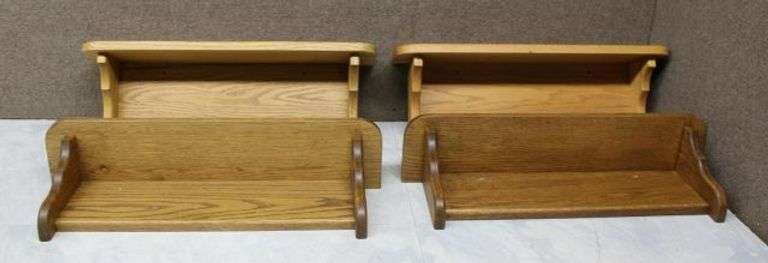 Four Solid Oak Wall-Mounted Shelves
