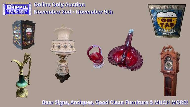 Online Only Auction: Beer Signs, Antiques, & Good Clean Furniture