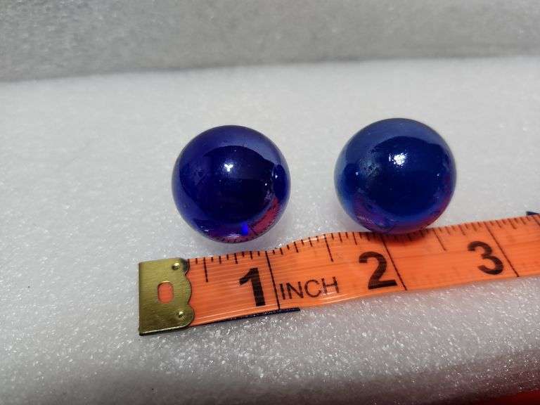 2 Vintage Cobalt Blue Shooter Marbles