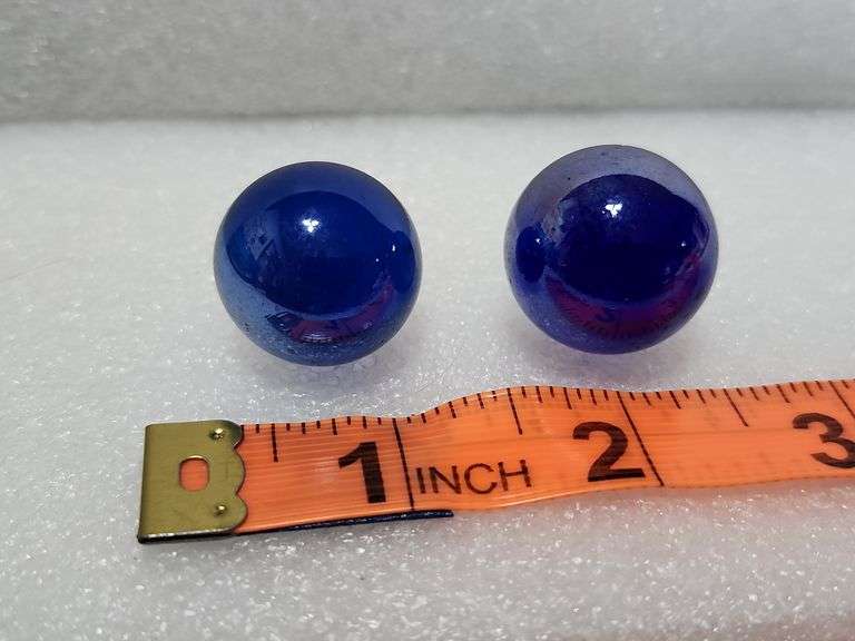 2 Vintage Cobalt Blue Shooter Marbles
