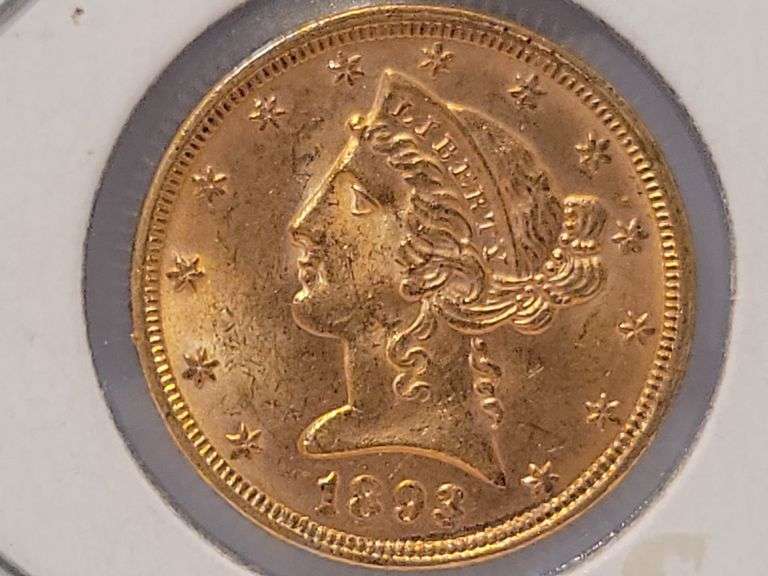 1893 $5 Gold Liberty Half Eagle- UNC