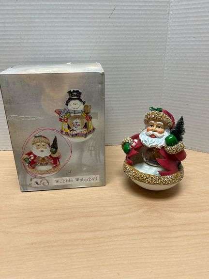 Santa Figurine With Interior Teddy Bear Scene And Original Box