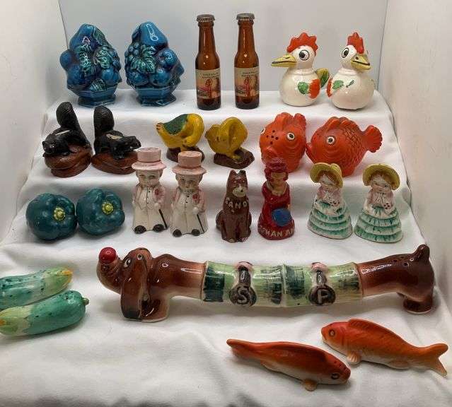 Vintage Salt and Pepper Shakers, Including Dachshund, Orphan Annie and Sandy & More