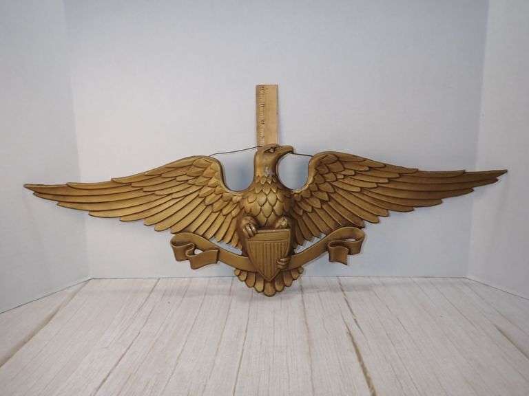 Sexton USA Gold-Cast Metal Eagle Wall Plaque