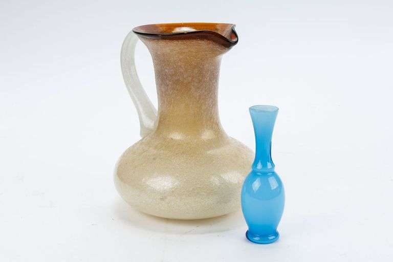 Vintage Baffoni Gubbio Italian Hand Blown Glass Pitcher