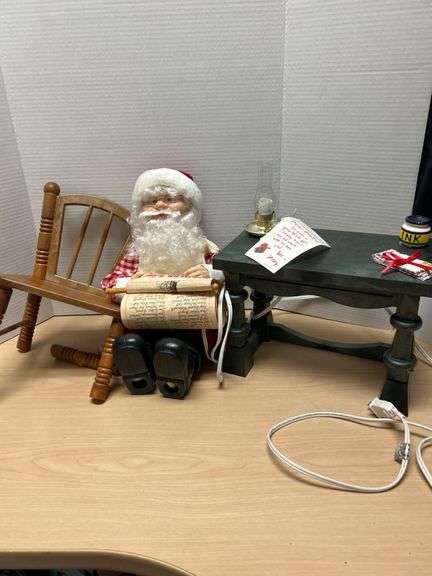 Santa Figurine with Desk, Chair, and Accessories