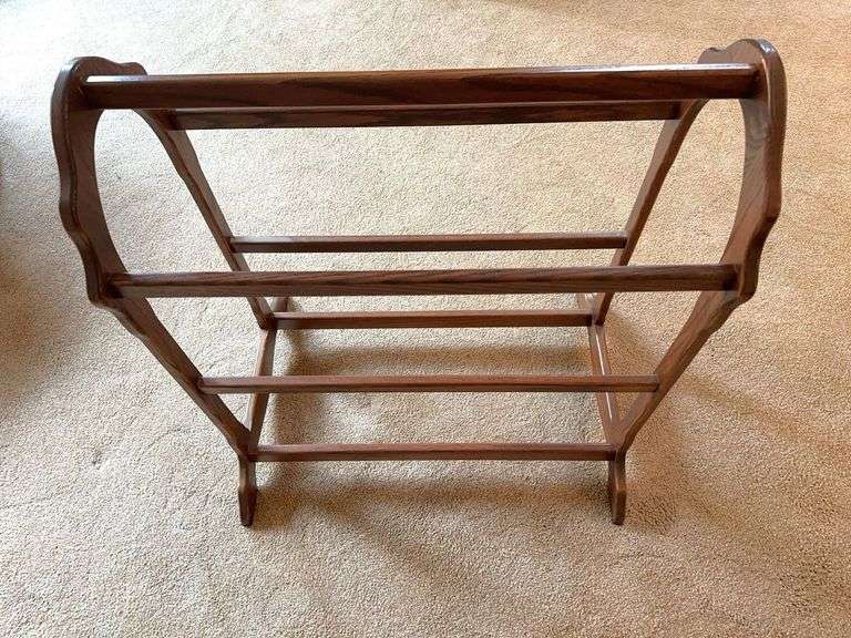 Dark oak quilt rack
