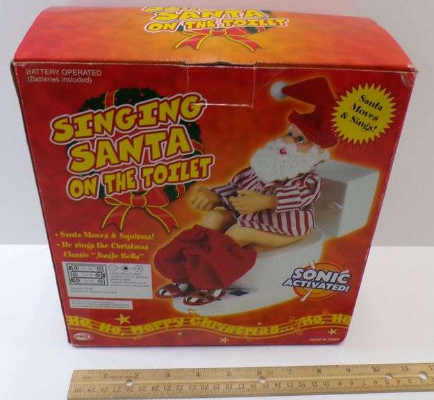 Vintage PMS Singing Santa On The Toilet