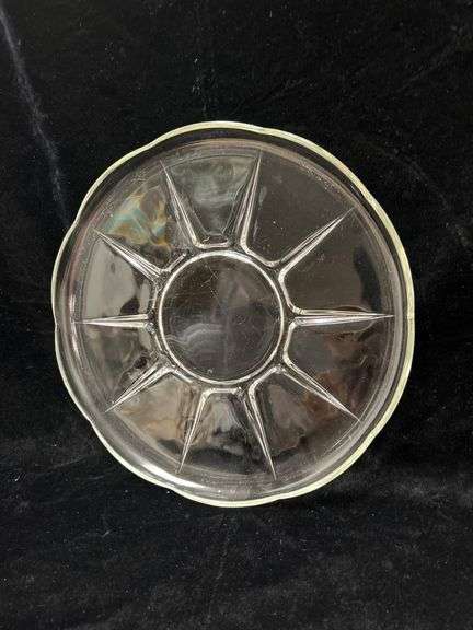 Vintage Clear Glass Divided Serving Plate with Starburst Pattern