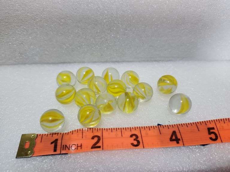 15 Vintage Yellow Cats Eye Marbles