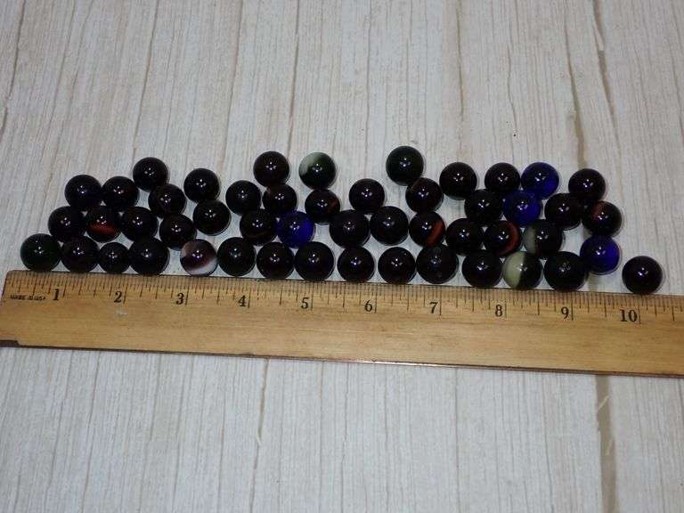 Old Multicolored & Black Panther Glass Marbles With Swirls