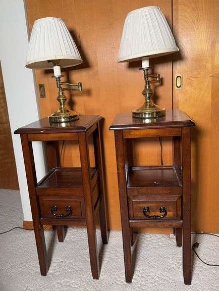 Two Side Tables and Two Swing Arm Lamps