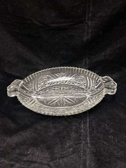 Clear Glass Oval Serving Dish with Handles