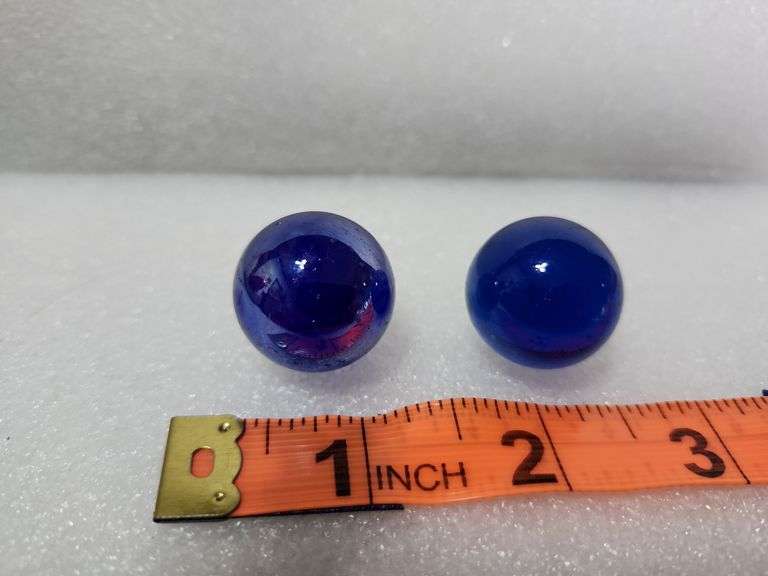 2 Vintage Cobalt Blue Shooter Marbles