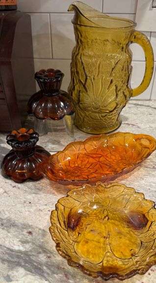 Indiana Glass Fun Fall Color Dish Lot